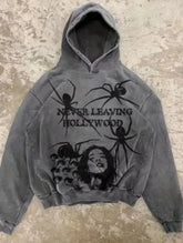 Hearujoy Hip hop skull pattern oversized printed hoodie for women autumn and winter gothic casual street couple sweatshirt 2024 new style